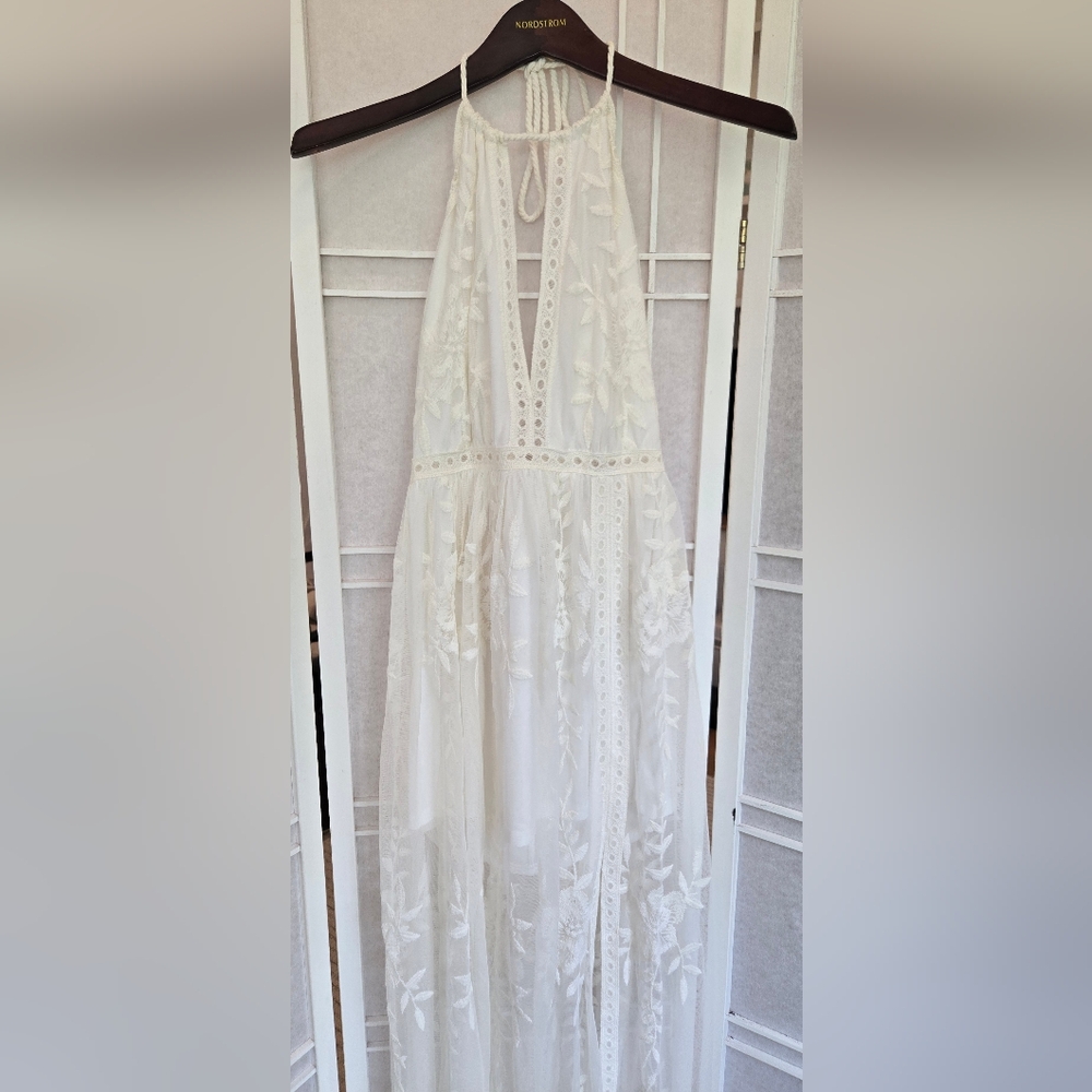 Honey Punch Ivory Lace Backless Dress